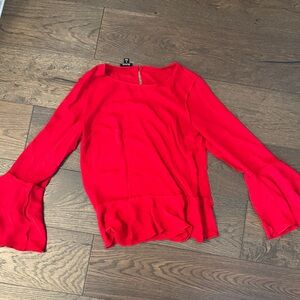 a.n.a Vibrant Red Blouse with Flared Sleeves